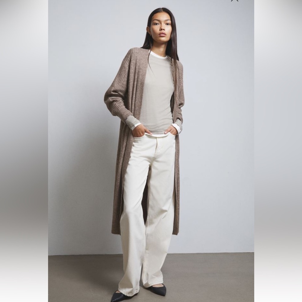 NWOT Extra long open ribbed wool blend cardigan duster